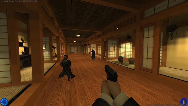 Later moment of the same cover test; development screenshot, Estate I