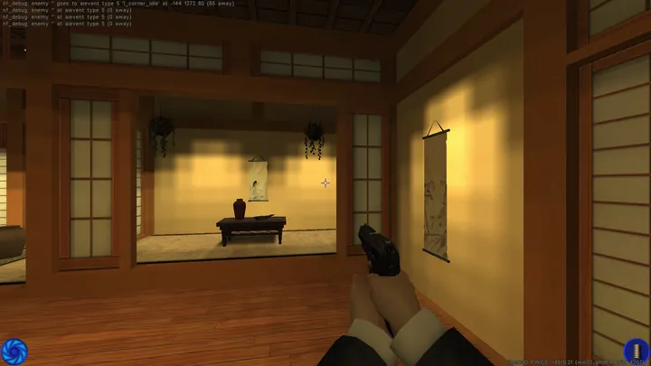Guard behaviour near corner cover; development screenshot, Estate I