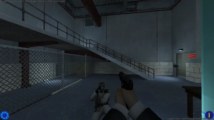 Alarm test, after the alarm; development screenshot, Upper Levels