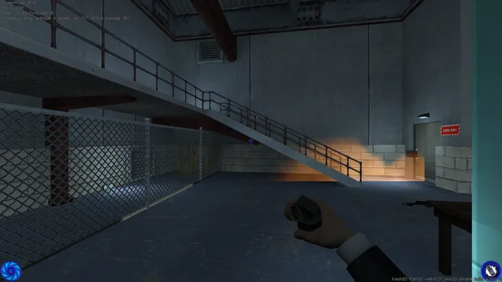 Flash grenade ready; development screenshot, Upper Levels