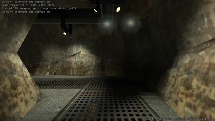 Raptor pistol firing; development screenshot, Island III